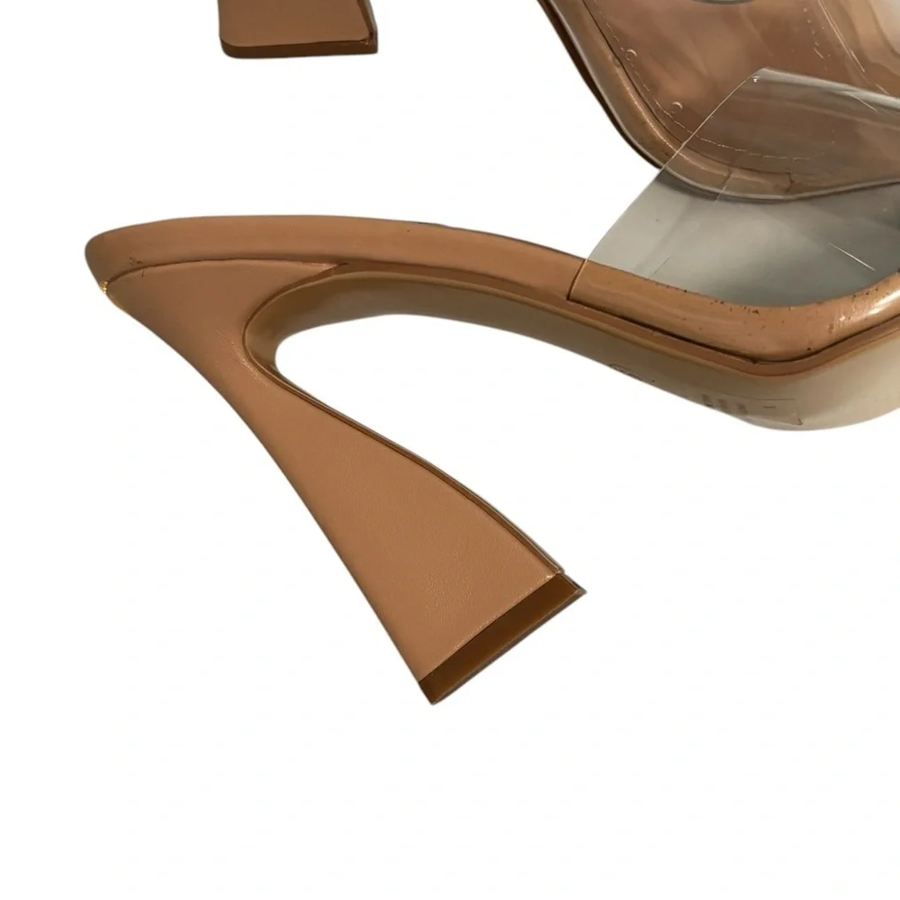 CAPE ROBBIN - THE LAYLAND - SIZE 9 - NWT SMALL‎ FLAWS - CLEAR STRAP - 5” HEEL S7